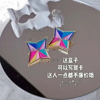 Аниме Genshin Impact Камни Истока Металлический значок Бриллиантовая булавка Брошь Медаль Декор Косплей Модные аксессуары Реквизит Подарок