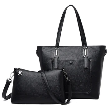  Большая емкость Женские сумки-тоут из искусственной кожи Модный дизайнер 2 шт. Набор сумок через плечо Высокое качество Новые женские сумки-мессенджеры