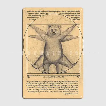 Витрувианский медведь Металлическая табличка Плакат Стена Пещера Гостиная Дизайн Живопись Декор Жестяной знак Плакат