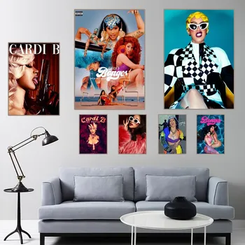 Горячая рэперша Карди Би Плакат Декор домашней комнаты Эстетическое искусство Наклейки на стену