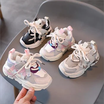 Детская обувь Детские кроссовки для девочек Обувь для малышей Кроссовки Повседневная обувь Модная дышащая спортивная обувь для мальчиков Размер 21-30
