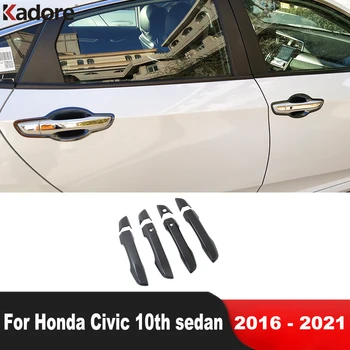 Для Honda Civic 10th 2016 2017 2018 2019 2020 2021 Карбоновый автомобиль Боковая дверная ручка Крышка Дверная чаша Чашка Отделка Молдинг Аксессуары