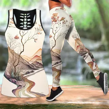 Женская летняя мода Красочный цветочный акварельный пейзаж Принт Топы Жилет Женская одежда