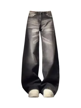 Женские мешковатые 2023 Новый Высокая талия Черный Широкие штанины Повседневные брюки Корейская мода Костюм Прямые брюки Готика Y2K Streetwear