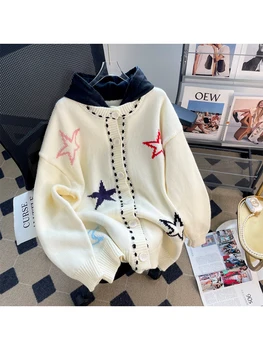 Женский кардиган White Star Вязаный рождественский свитер 2000-х годов Корейский джемпер 90-х Эстетика Y2k Винтажная одежда