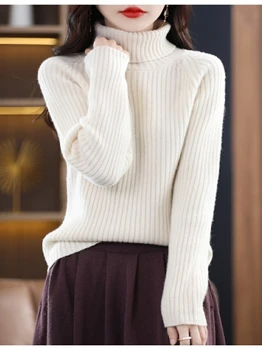 Женский мягкий свитер с высоким воротником Короткий пуловер с низом Толстовка Pit Strip Теплый имитация шеи Уличные топы Элегантный свитер на подкладке