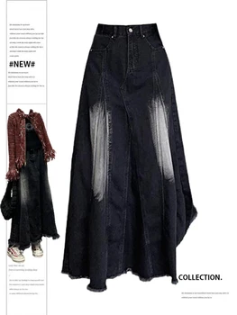 Женщины Черная готическая юбка Мода Корейская юбка А-силуэта Винтаж Harajuku Уличная одежда 90-х годов Y2k Emo 2000-х Элегантная юбка Дрянная одежда