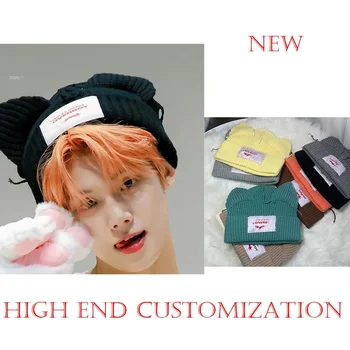 Звезда горячих продаж Yeonjun Felix Hyunjin Bang Chan Han Шерстяная шапка с кроличьими ушами в том же стиле в Японии и Корее Шапка со свиными ушами в Японии и Корее