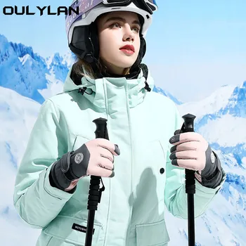  Зимние лыжные перчатки для мужчин и женщин На открытом воздухе Ветрозащитная Водонепроницаемая плюшевая изоляция Противоскользящая теплая перчатка с сенсорным экраном
