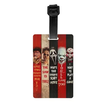Изготовленная на заказ багажная бирка с персонажем фильма ужасов на Хэллоуин с именем, картой конфиденциальности, обложкой, идентификационной этикеткой для дорожной сумки, чемодана