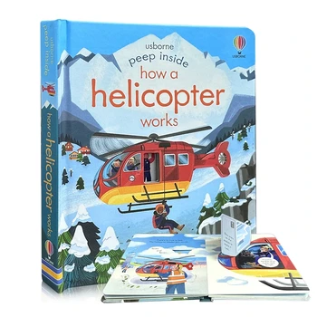 Как работает вертолет Загляните внутрь Английский Картинка Флип Книга Дети Сказки на ночь Детская обучающая игрушка