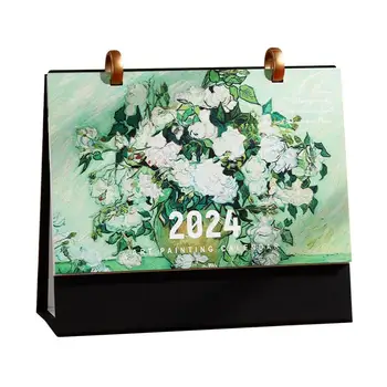 Календарь расписания масляной живописи на 2024 год Письменный стол Декор рабочего стола Симпатичная бумага Планирование Офис Канцелярские товары Канцелярские принадлежности