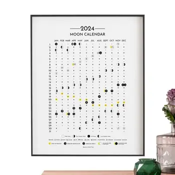 Календарь фаз луны на 2024 год Декоративные лунные ежемесячные календари Плакаты Настенные художественные принадлежности для гостиной, спальни, детской комнаты
