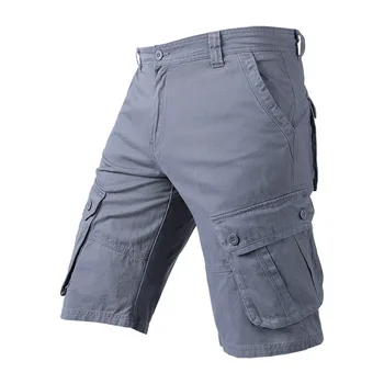  Качественные мужские повседневные шорты-карго Летние короткие брюки Однотонные мужские хлопковые шорты Размер 30-40