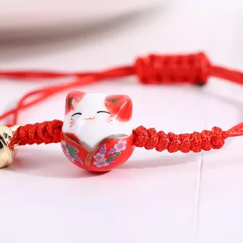 Керамический браслет ручной работы из плетеной кошачьей веревки, чистые ювелирные изделия ручной работы, керамический браслет-колокольчик счастливого кота