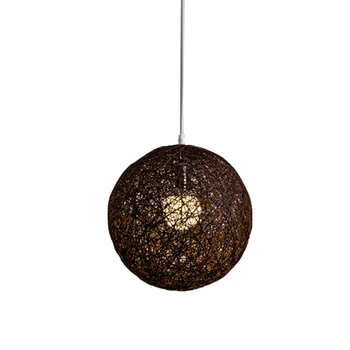  Кофе Бамбук Ротанг И Конопля Шар Люстра Индивидуальное Творчество Сферическое ротанговое гнездо Абажур