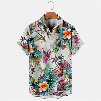  Лето 3D Печать Цветочные Рубашки Мужчины Гавайский Y2k Топ Дышащий Модный Пляжный Отдых Мужская Блузка с короткими рукавами Повседневная одежда