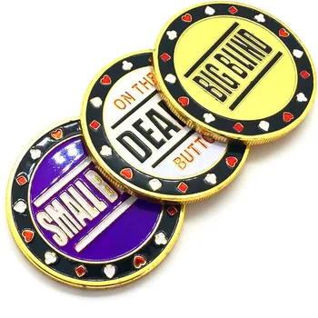 Малый блайнд Большой блайнд и дилер Металлические кнопки для крэпса Техасский покерный стол Покер Монета