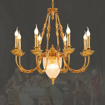 Медный ретро потолочный светильник во французском стиле Европейская роскошная вилла Гостиная Спальня Столовая Учеба Атмосфера Креативные лампы