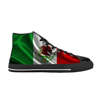 Мексика Мексиканский флаг Патриотическая гордость Мода Смешная повседневная ткань Обувь Высокий верх Удобные дышащие 3D-печать Мужские и женские кроссовки