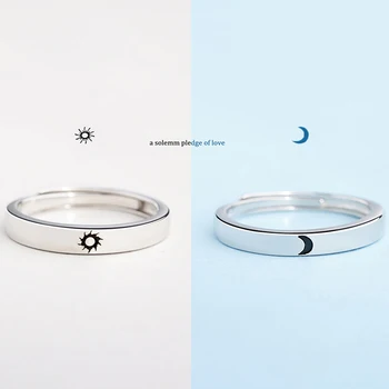  Модные открывающиеся регулируемые кольца для пары Солнца и Луны для подарка на годовщину свадьбы