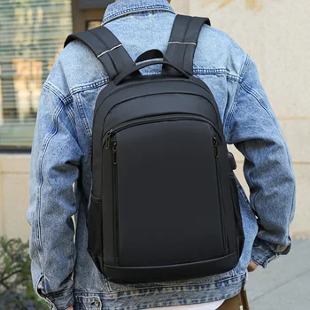 Модный тренд Новый повседневный мужской деловой PU кожаный USB-рюкзак на открытом воздухе Досуг Студенты высокой вместимости Школьные сумки Сумки через плечо