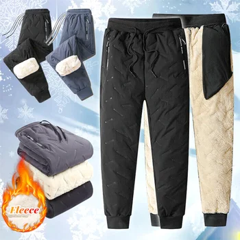  Мужские зимние повседневные брюки из овечьей шерсти Толстые флисовые термобрюки сохраняют тепло Водонепроницаемые спортивные штаны Высококачественные модные брюки