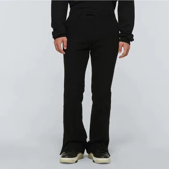 Мужские черные шерстяные брюки-клеш Корейская мода Популярные новые универсальные осенние и зимние повседневные прямые брюки большого размера