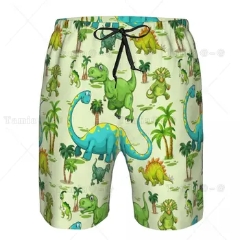 Мужские шорты для плавания Купальники Динозавры Дерево Зеленые Мужчины Плавки Купальник Пляжная одежда Шорты