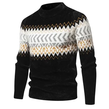  Мужской новый имитация норкового свитера Мягкая и удобная мода Теплый вязаный свитер Мужская одежда