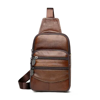 Нагрудная сумка из натуральной кожи для мужчин Сумки Повседневные многофункциональные сумки через плечо Мужские и женские нагрудные сумки Высококачественная слинг-сумка Бизнес