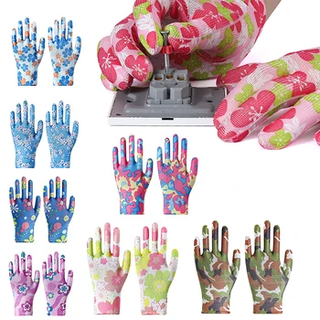 нейлоновые женские садовые перчатки с цветочным принтом нескользящие бытовые перчатки для защиты труда для посадки растений уборка двора садовые варежки