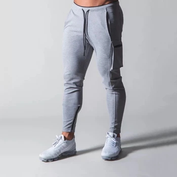 Новые повседневные мужские брюки с несколькими карманами на молнии Slim Fit Модные хлопковые спортивные штаны для тренировок Бег трусцой Спортивные штаны для фитнеса