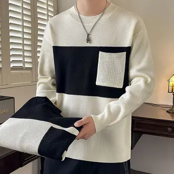 Новые свитера для мужчин зимой Американский трикотажный свитер Высококачественный пуловер с о-образным вырезом High Street Lovers Свитер Тренд Топ Y06