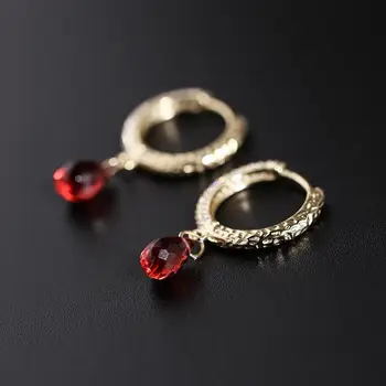 Оригинальные новые серьги из граната, усыпанные красными бриллиантами, изысканные и элегантные шарм, креативные женские серебряные украшения в стиле ретро