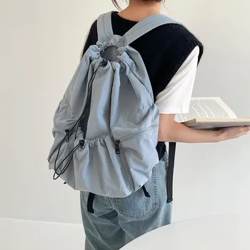  Плиссированный женский рюкзак для рисования Дизайнерские нейлоновые рюкзаки Повседневные легкие книжные сумки Дорожные сумки большой емкости для женщин 2023 Tote