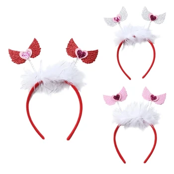 Повязки на голову Святого Валентина с украшениями из крыльев и перьев для праздничной вечеринки Аксессуары для костюмов Дропшиппинг