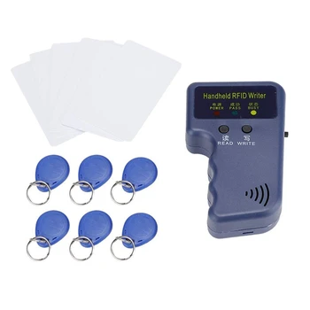 Портативный копировальный аппарат RFID-карт 125 кГц ID (EM4100 / HID / AWID) Считыватель дубликаторов с 6 записываемыми брелками + 6 записываемыми картами