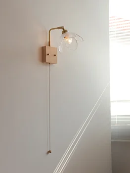 Прикроватная лампа Настенный светильник Коромысло для спальни Украшение для бревен поставляется с тросом переключателя