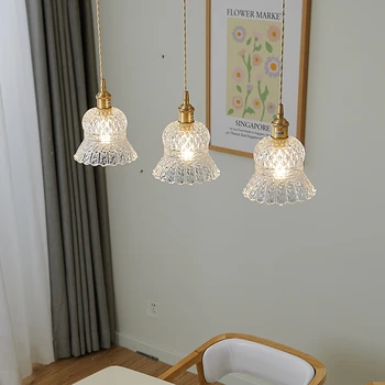Прозрачный стеклянный подвесной светильник для гостиной, спальни, кухни, подвесной светильник, цветочный светильник, люстры, современное светодиодное освещение кафе-бара