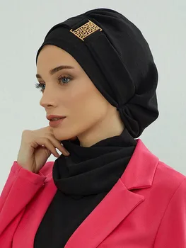 Простая мусульманская шапка Внутренний джерси Хиджабы Женщины Турция Мгновенный тюрбан Исламские кепки Рамадан Повязки на голову Роскошная женская одежда Khimar