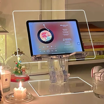  Регулируемая прозрачная акриловая подставка для планшета Держатель для книг для чтения 180 градусов Поддержка плоского кронштейна для настольного держателя MacBook iPad