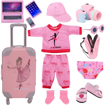 Розовый набор для девочек с принтом для кукол Аксессуары для одежды для 18-дюймовой американской и 43-сантиметровой игрушки Reborn Baby Doll Подарки нашего поколения