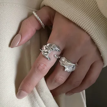  серебристый цвет минималистичные нерегулярные кольца на пальцы для женщин и мужчин панк геометрическое регулируемое открывающееся кольцо женские ювелирные изделия для путешествий
