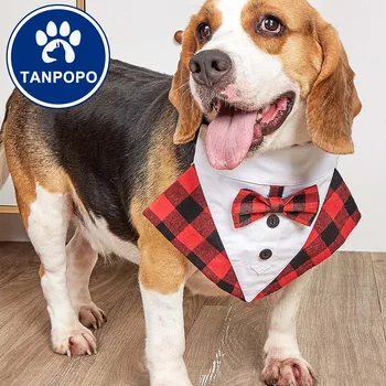 Собака Смокинг Формальный Клетчатый Собака Бандана с галстуком-бабочкой Собака Рождественский костюм Регулируемый Pet Party Tux Собака Свадебный наряд Собака Шарф