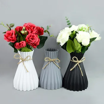 Современная пластиковая ваза, имитация керамического цветочного горшка, ротанг, цветочная ваза, свадебное украшение, несокрушимая простота, корзина, расположение