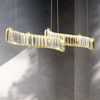 Современная роскошная хрустальная люстра подвесные светильники столовая бар дизайн кухни украшен светодиодным глянцевым хрусталем