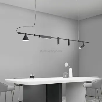 Современные скандинавские дизайнерские светодиодные подвесные светильники с длинной полосой для ресторанов, кухонь, баров, регулируемая люстра, домашний декоративный свет