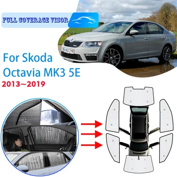 Солнцезащитные козырьки для Skoda Octavia 3 A7 MK3 5E 2013~2019 Sedan Автомобильные аксессуары Защита от солнца Лобовое стекло Козырек бокового окна
