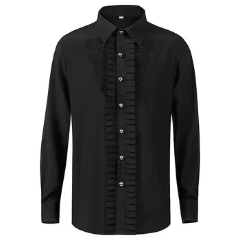 Средневековая мужская рубашка с оборками, стимпанк, готические рубашки и блузки, простая социальная рубашка для мужчин, одежда, костюм на Хэллоуин